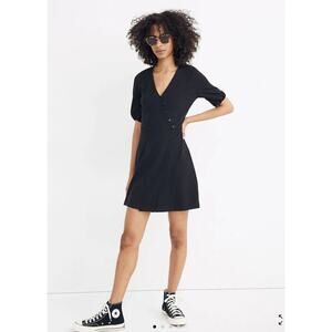 Madewell Cross-Front Button Dress in Black - Casual AF247‎ - size S